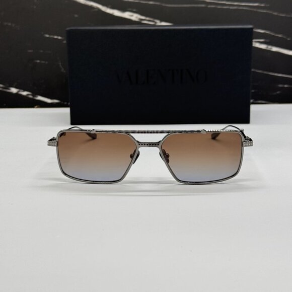 NEW VALENTINO V-SEI BROWN TITANIUM UNISEX VALENTINO SUNGLASSES VLS-111C - Picture 3 of 11